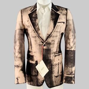 ALEXANDER MCQUEEN SS21 Size 36 Pink Black X-Ray Viscose Notch Lapel Sport Coat